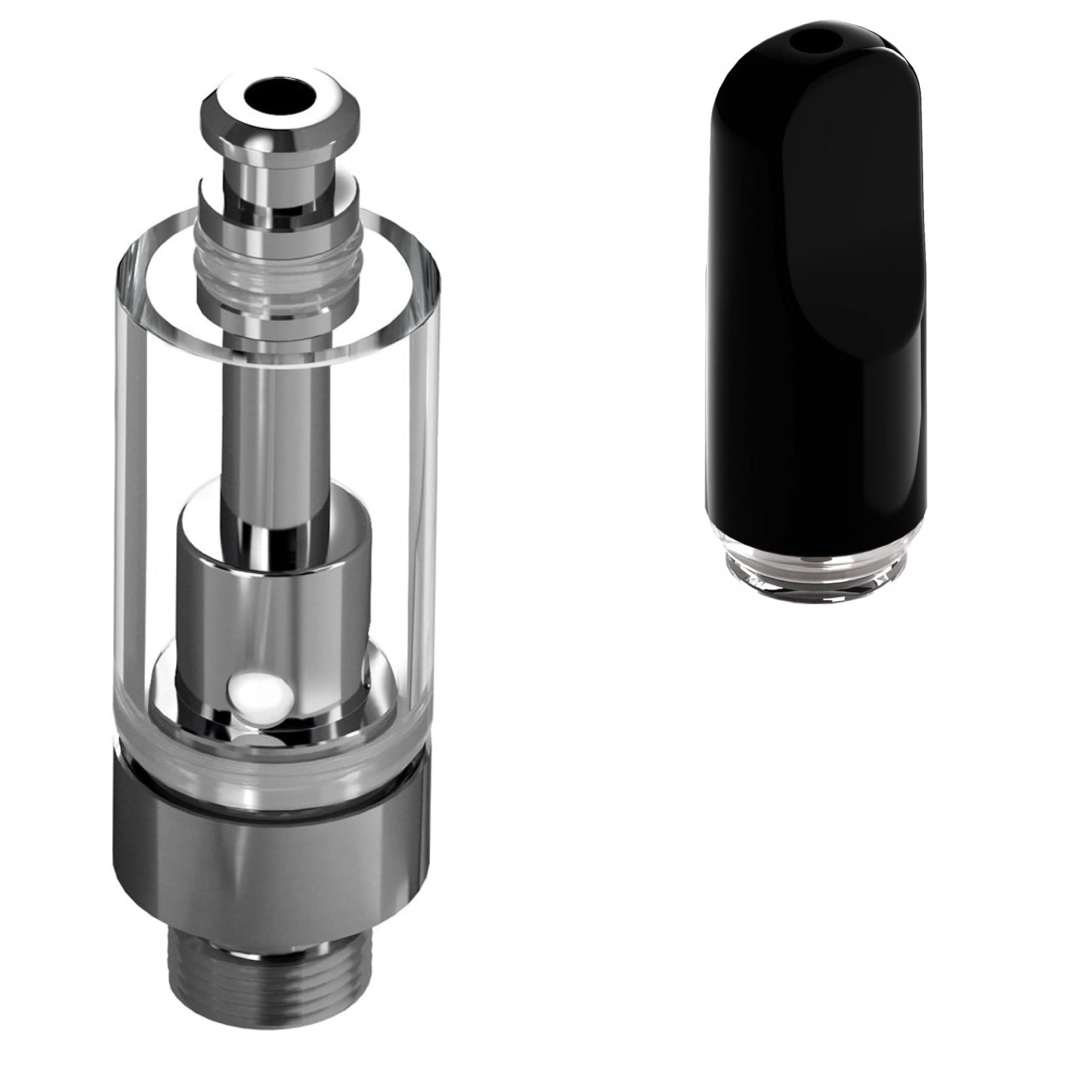 Good Carts Glass Cartridge (0.5ml, 2.0mm) with Mouthpiece Ceramic Flat Black / Bundle of 100