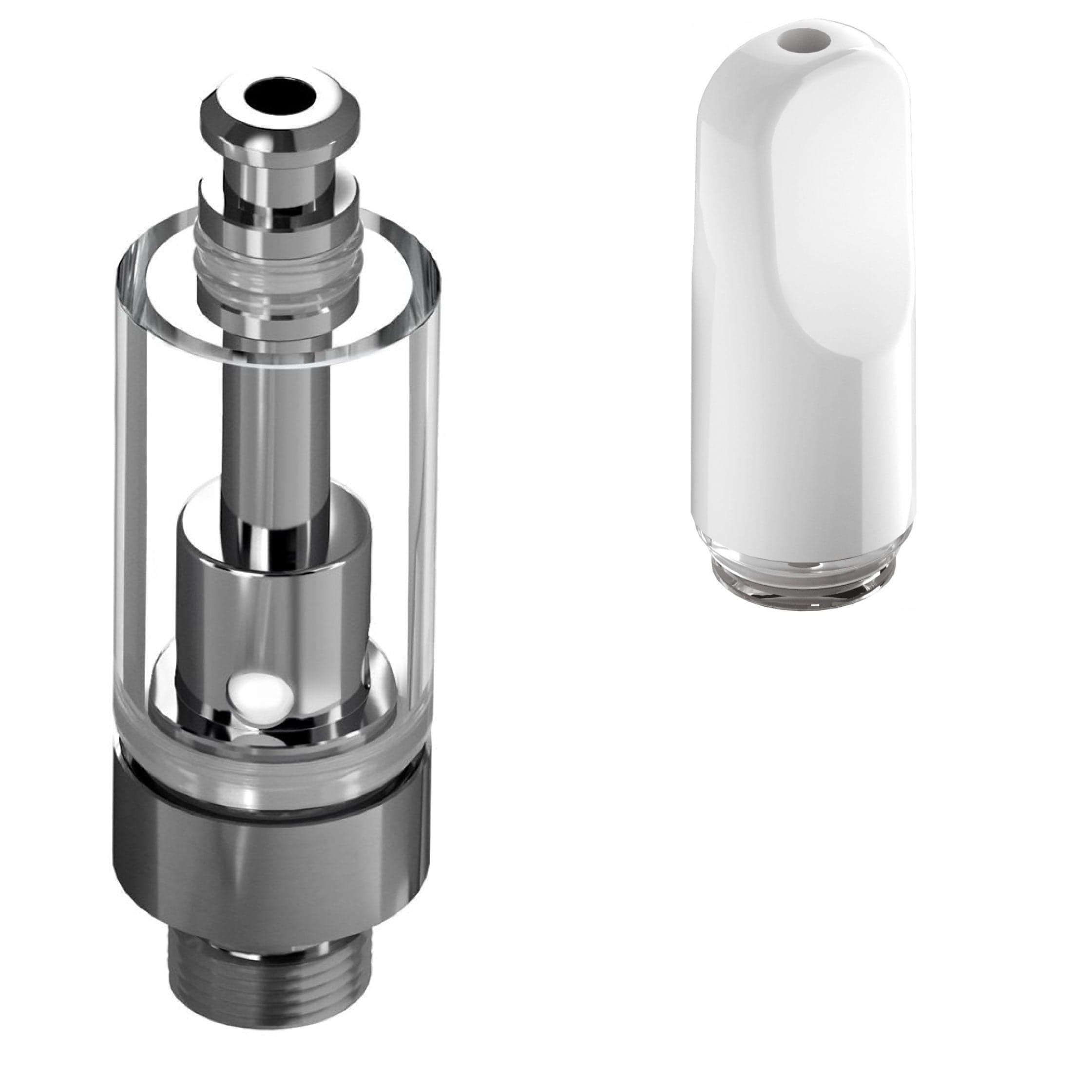 Good Carts Glass Cartridge (0.5ml, 2.0mm) with Mouthpiece Ceramic Flat White / Bundle of 100