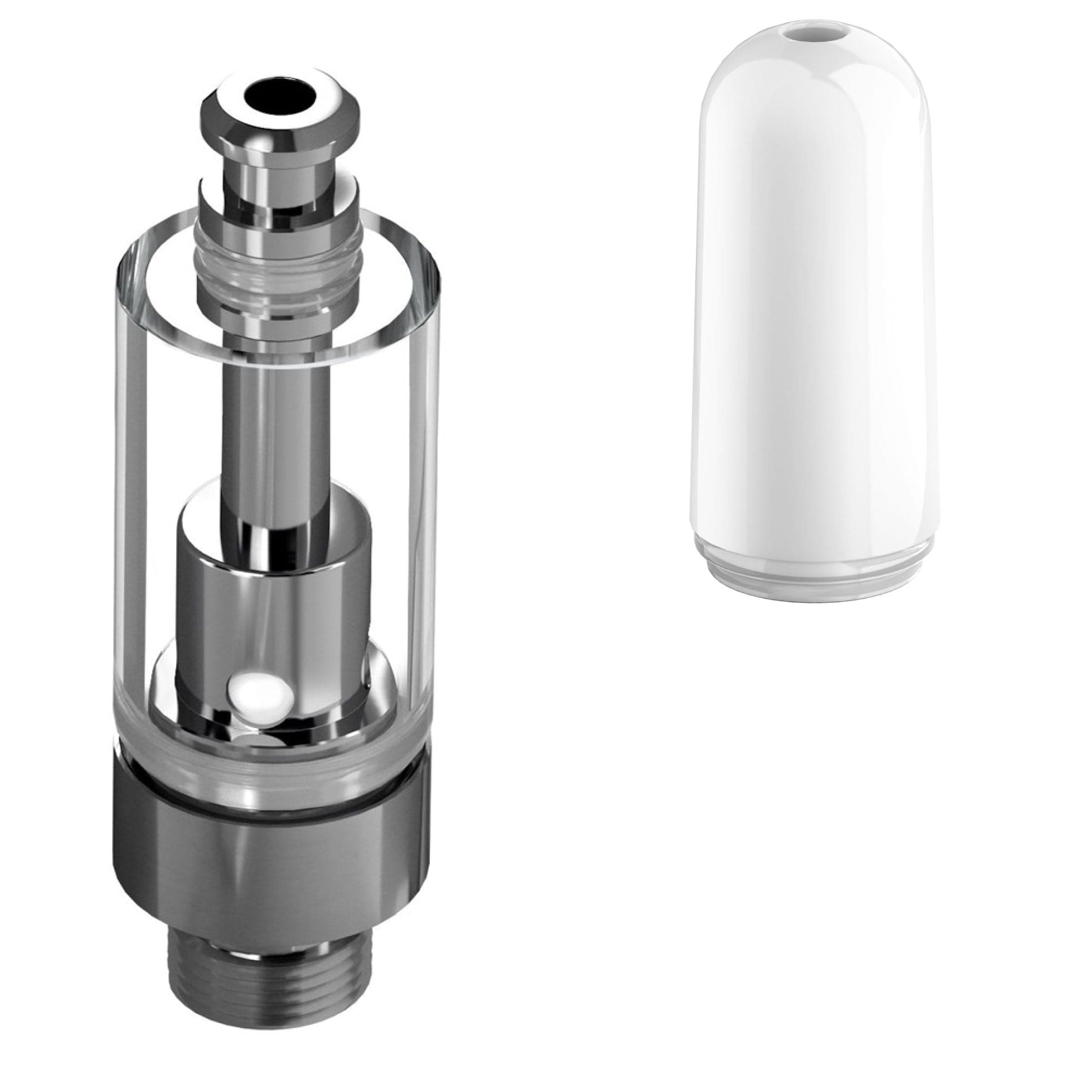 Good Carts Glass Cartridge (0.5ml, 2.0mm) with Mouthpiece Ceramic White Bullet / Bundle of 100