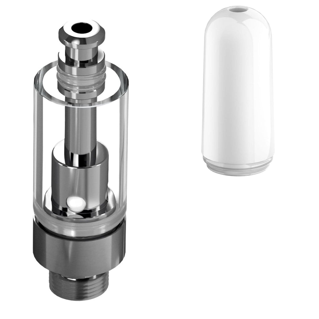 Good Carts Glass Cartridge (0.5ml, 2.0mm) with Mouthpiece Ceramic White Bullet / Bundle of 100