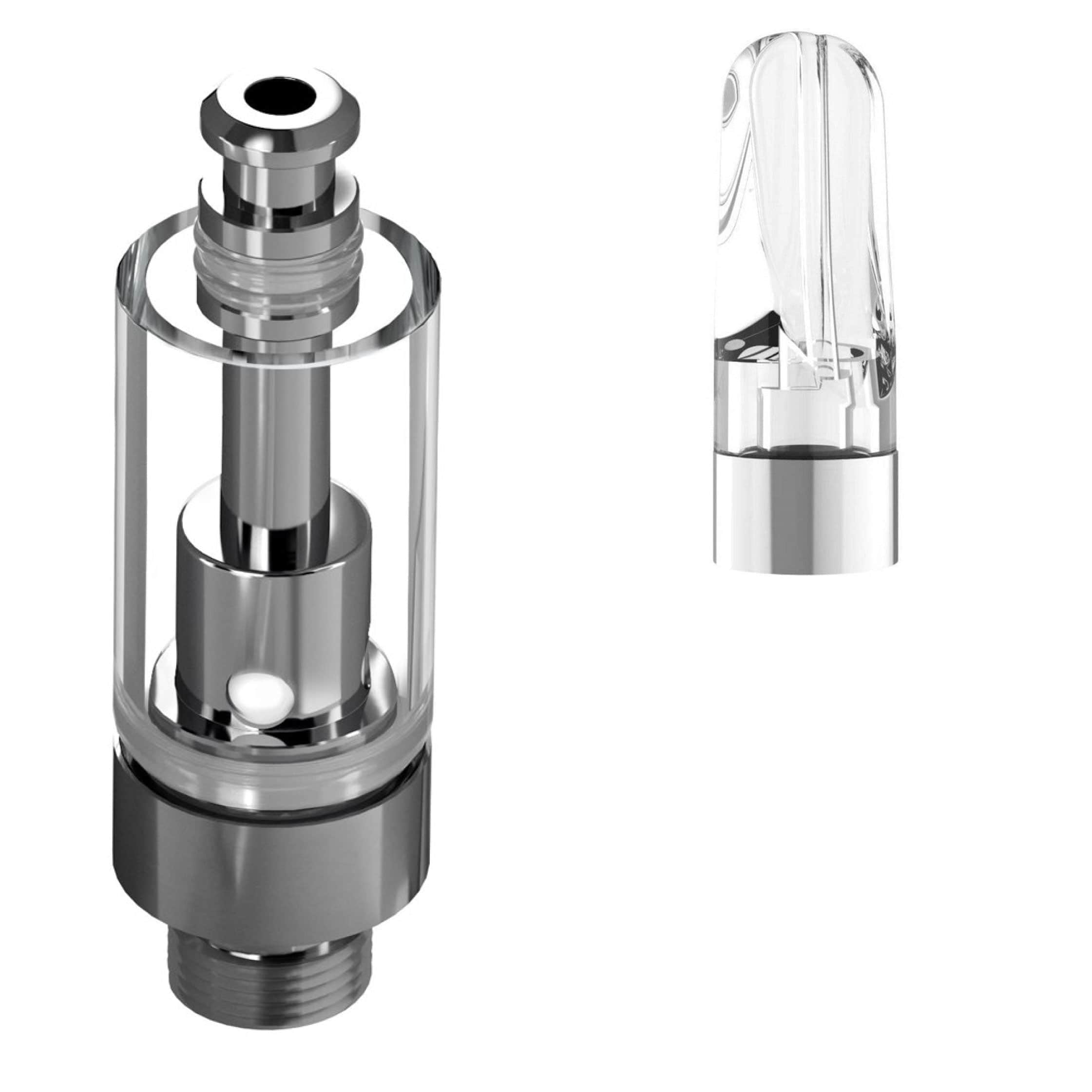 Good Carts Glass Cartridge (0.5ml, 2.0mm) with Mouthpiece Plastic Flat Clear / Bundle of 100