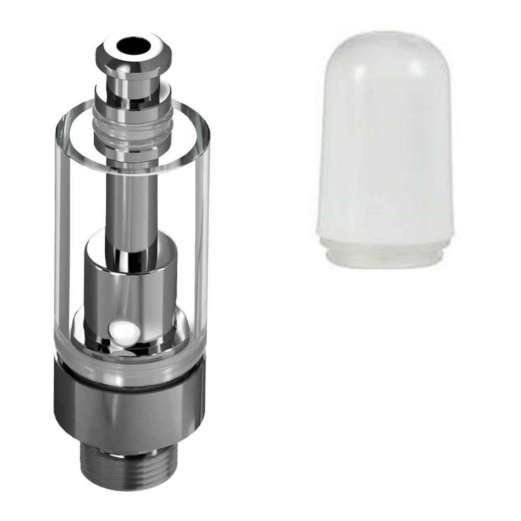 Good Carts Glass Cartridge (0.5ml, 2.0mm) with Mouthpiece Plastic White Bullet / Bundle of 100