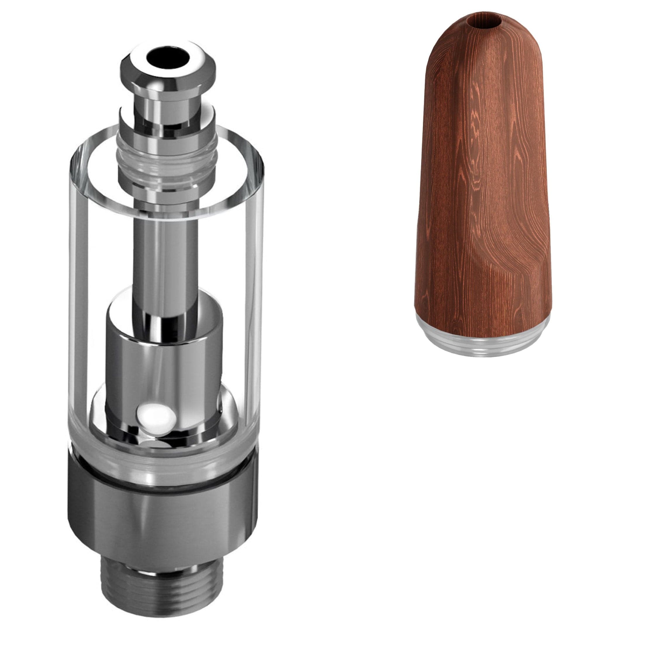 Good Carts Glass Cartridge (0.5ml, 2.0mm) with Mouthpiece Wooden Natural Flat / Bundle of 100