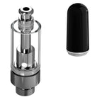 Good Carts Glass Cartridge (1.0ml, 2.0mm) with Mouthpiece Ceramic Black Bullet / Bundle of 100