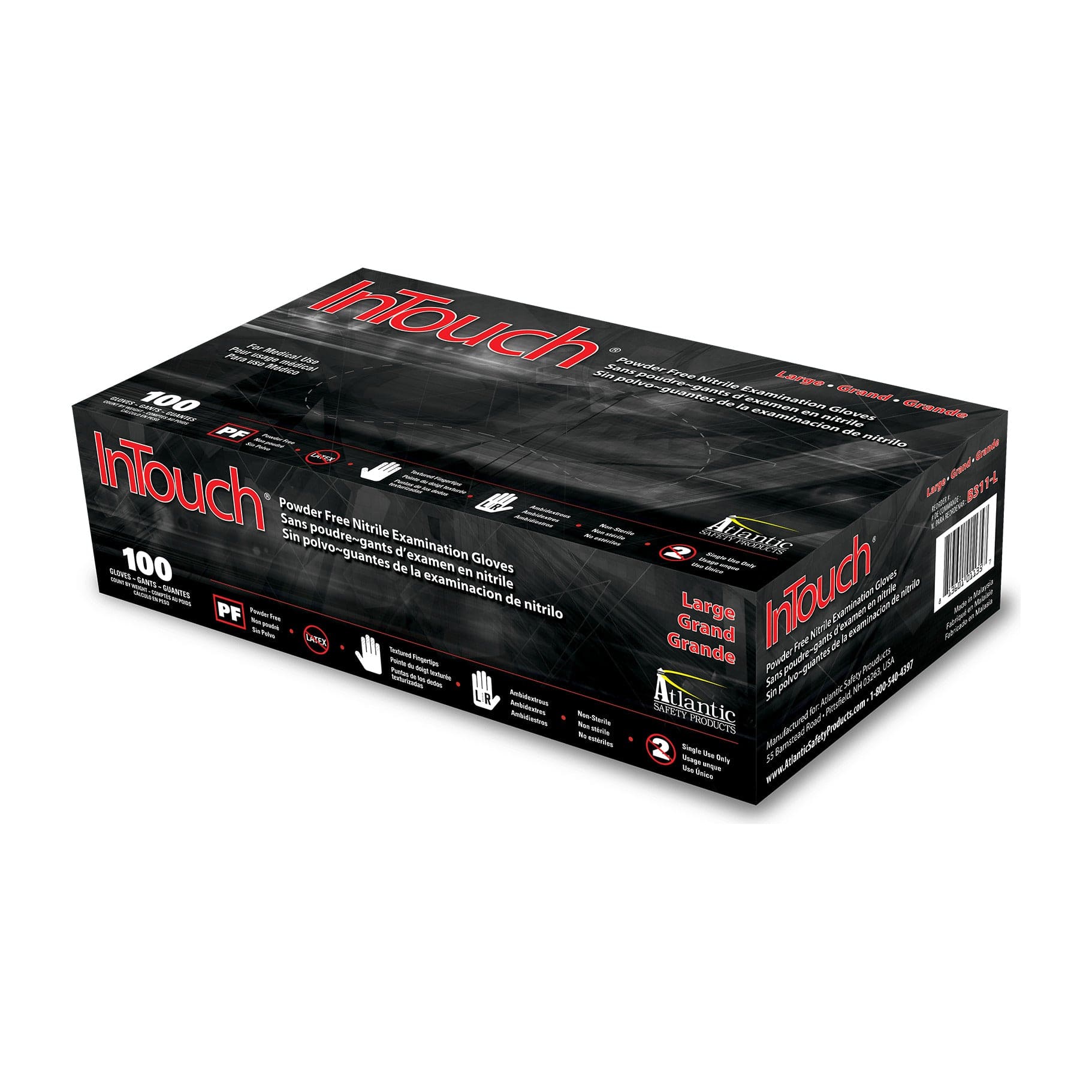 InTouch Gloves Black 5 mil Nitrile PF Exam - Latex Free