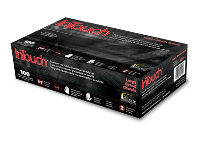 InTouch Gloves Black 5 mil Nitrile PF Exam - Latex Free