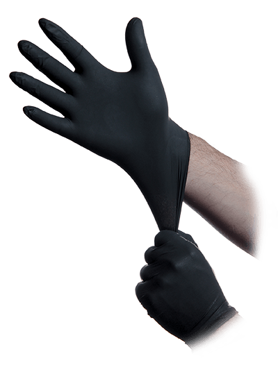 Lightning Gloves - Black 6 mil Nitrile PF Exam - Latex Free