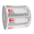 Roll of official OMMA compliance MMJ labels on white backdrop.