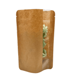 Stand Up Zipper Bag with Vertical Window (1/2 oz to 1 oz) Kraft / Single Unit (Less Than Pack Qty)
