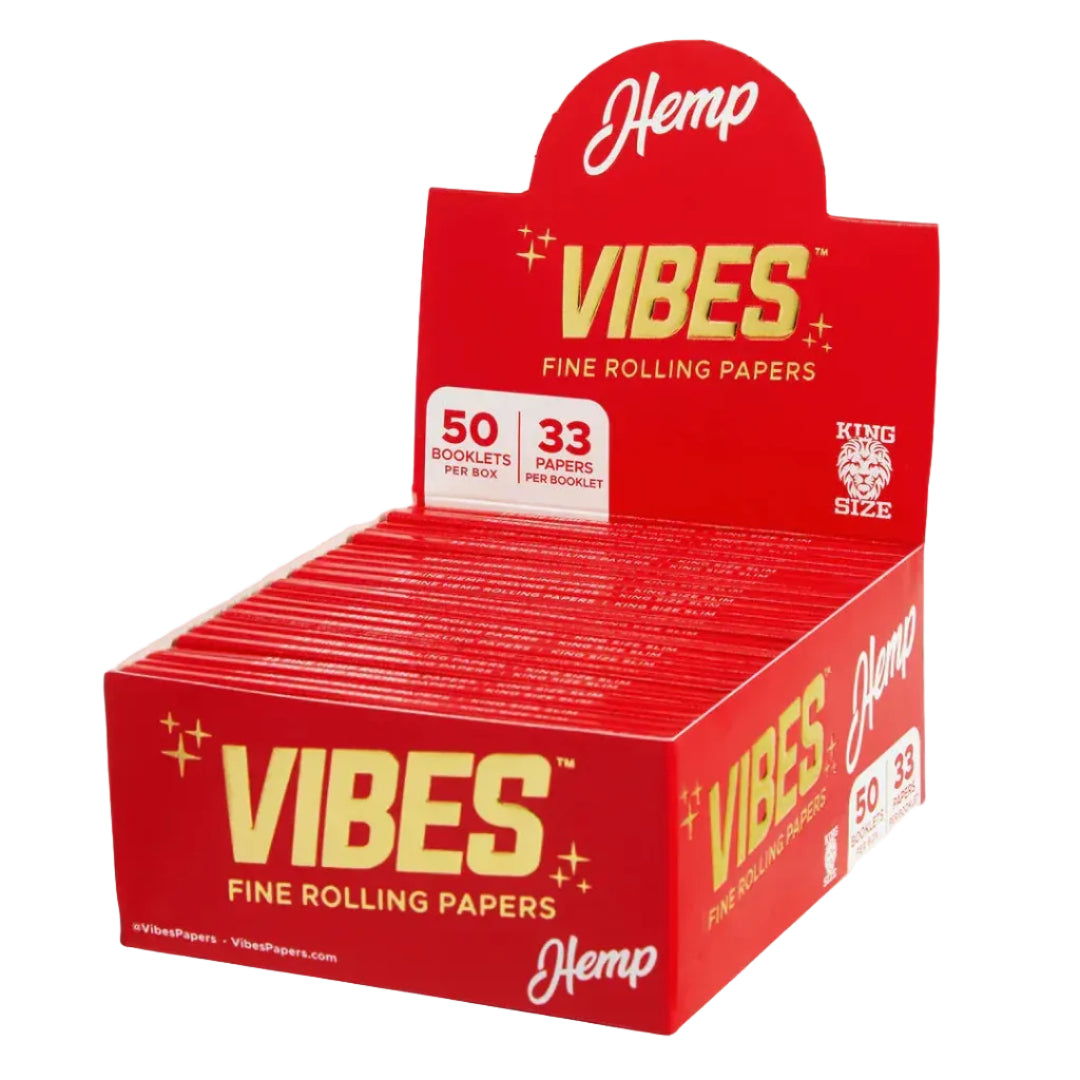 VIBES King Size Papers Box of 50 Books (33 Papers/Book) Hemp