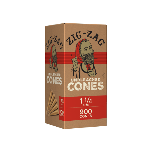 Zig Zag 1 1/4 Bulk Unbleached Cones - (900 Cone Carton)