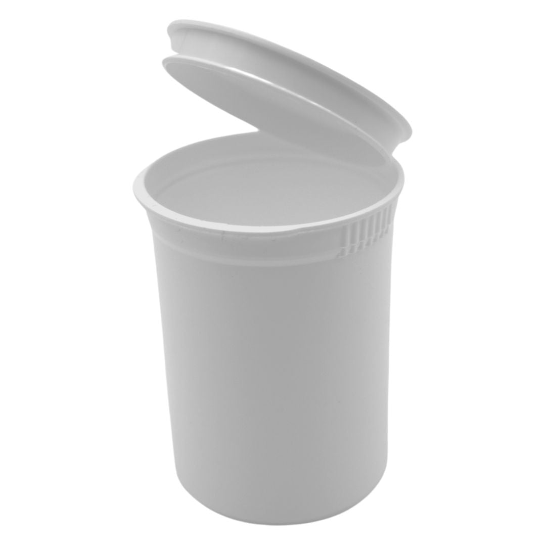 30 Dram White Opaque Plastic Pop Top Container, 150/cs