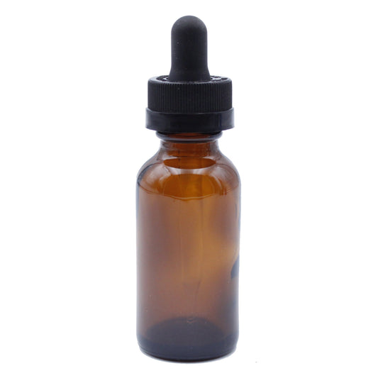 Amber Child-Resistant Glass Dropper Bottle w/ 0.8ml Non-Graduated Dropper - 1 oz