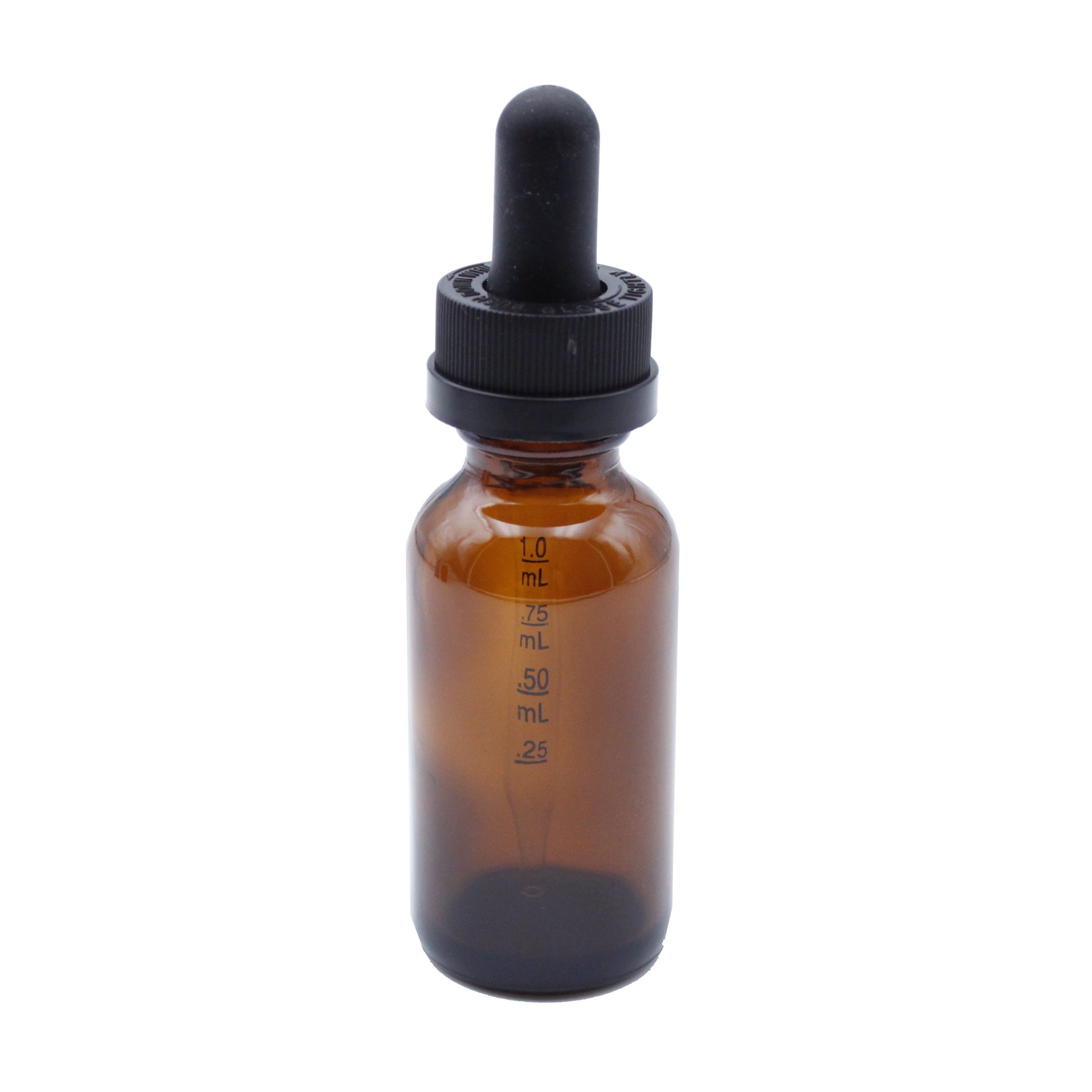 Amber Child-Resistant Glass Dropper Bottle w/ 1.0ml Graduated Dropper - 1 oz