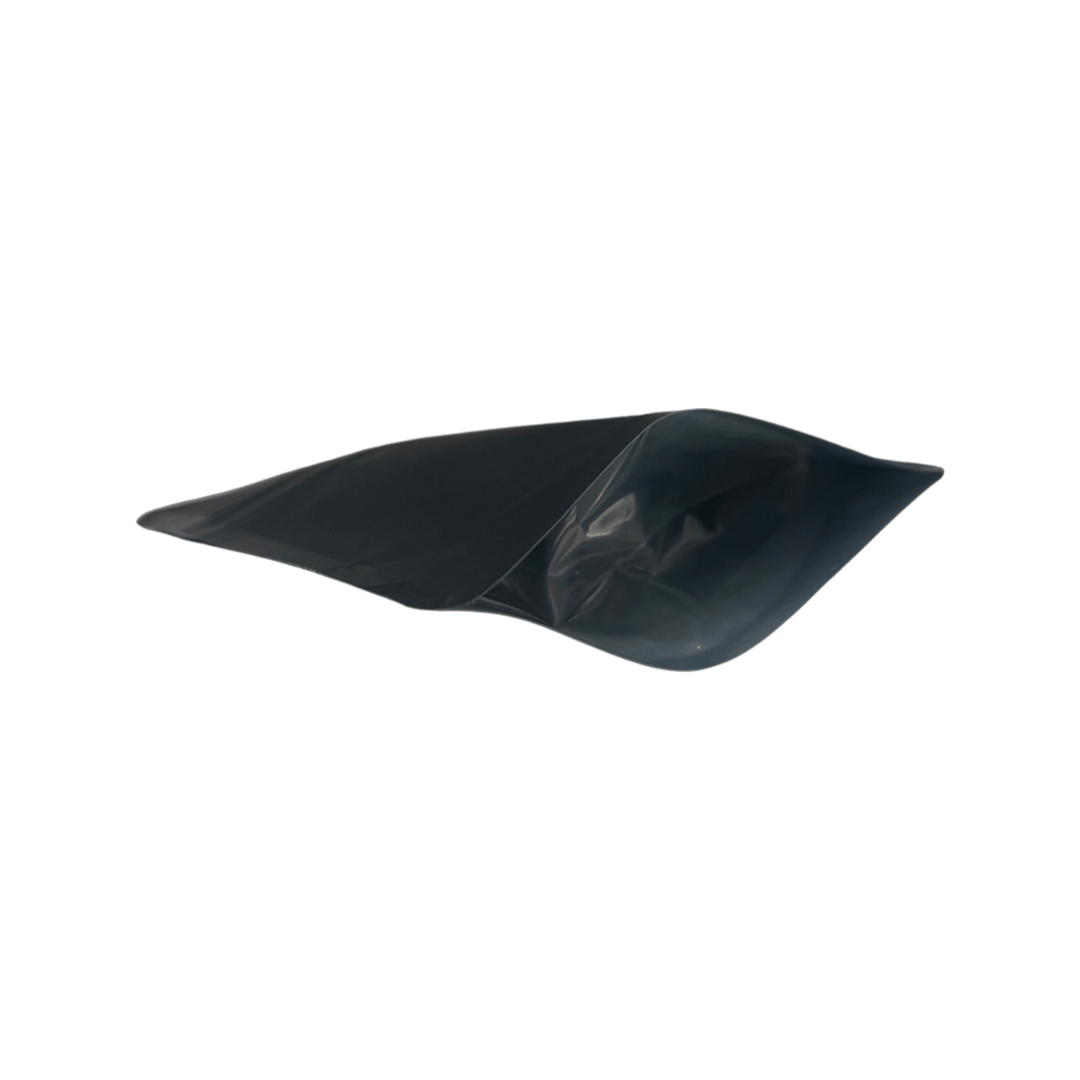 Bag King Child-Resistant Black Opaque Wide Mouth Mylar Bag Clear Gusset ( 1/8th oz )