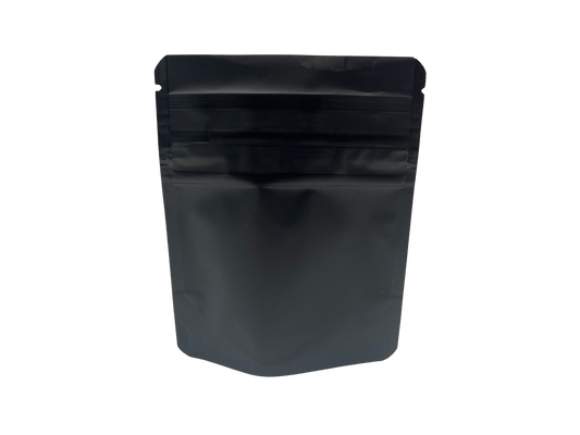 Bag King Child-Resistant Black Opaque Wide Mouth Mylar Bag Clear Gusset ( 1/8th oz )