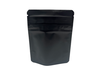 Bag King Child-Resistant Black Opaque Wide Mouth Mylar Bag Clear Gusset ( 1/8th oz )
