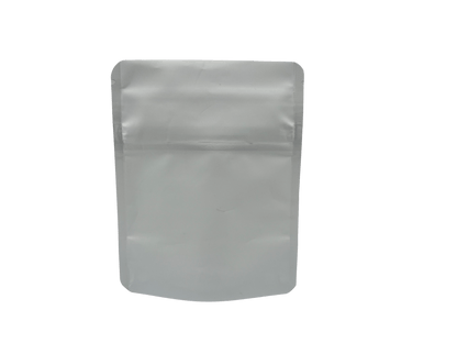 Bag King Child-Resistant Opaque Wide Mouth Mylar Bag Clear Gusset ( 1/8th oz ) Matte White