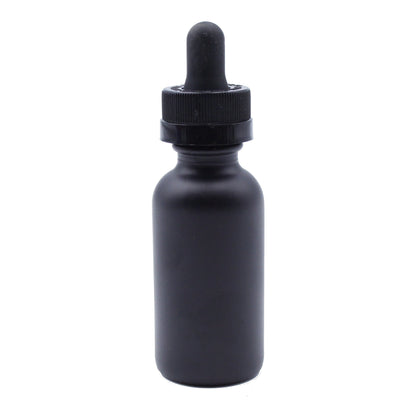 Black Child-Resistant Glass Dropper Bottle w/ 0.8ml Non-Graduated Dropper - 1 oz