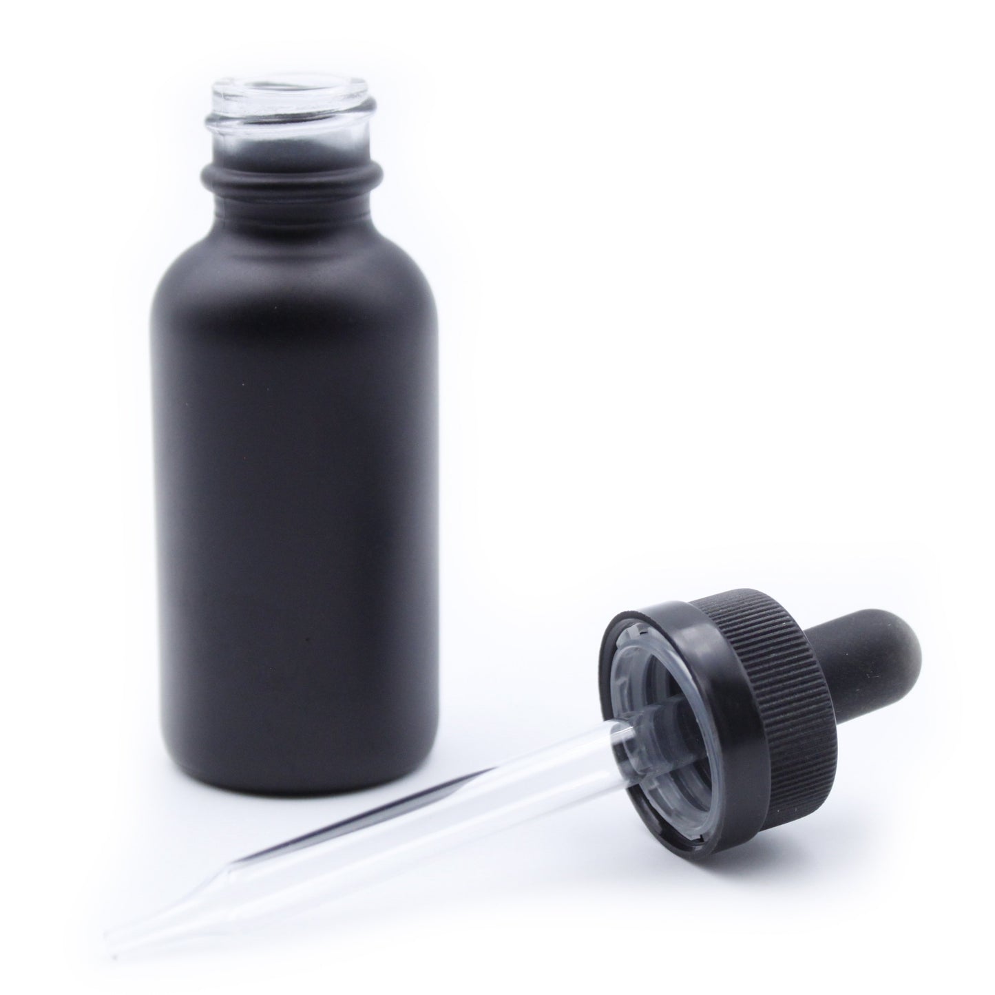 Black Child-Resistant Glass Dropper Bottle w/ 0.8ml Non-Graduated Dropper - 1 oz
