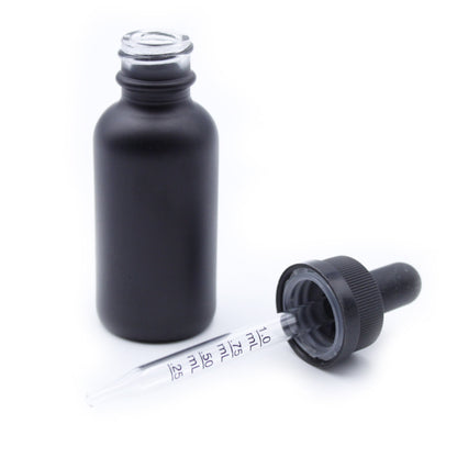 Black Child-Resistant Glass Dropper Bottle w/ 1.0ml Graduated Dropper - 1 oz