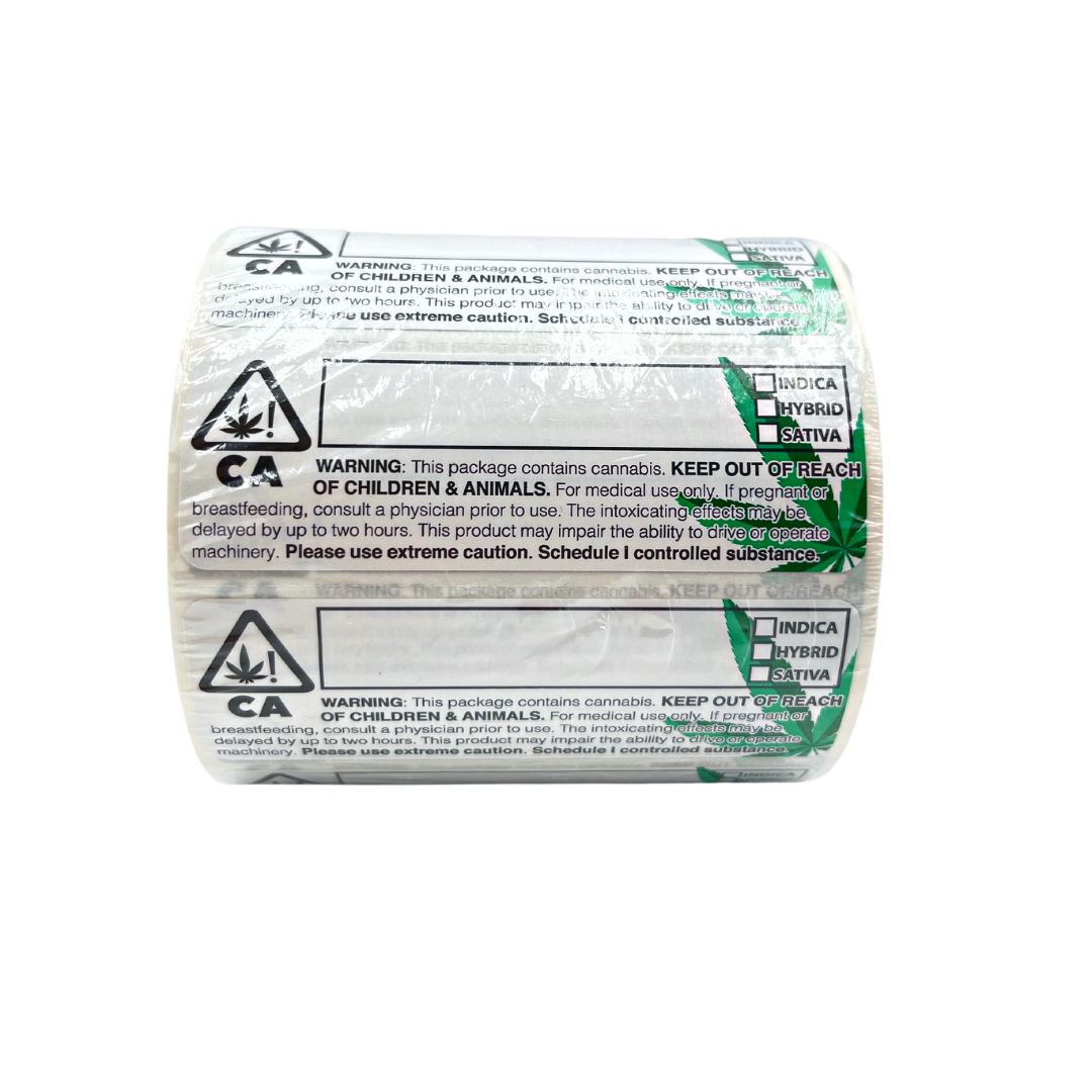 California Compliance Strain Labels with Leaf – Bag King