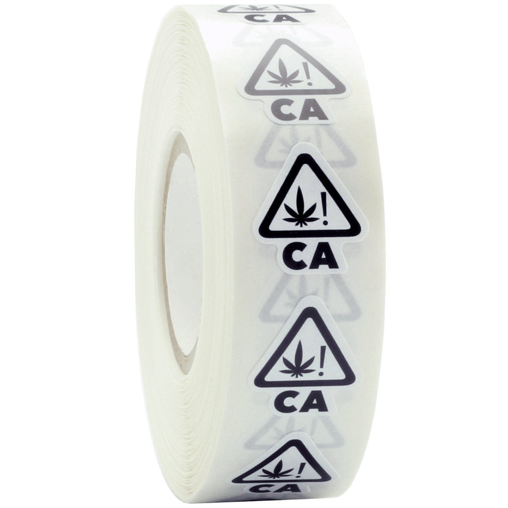 California White Die Cut Universal THC ! Symbol Label White