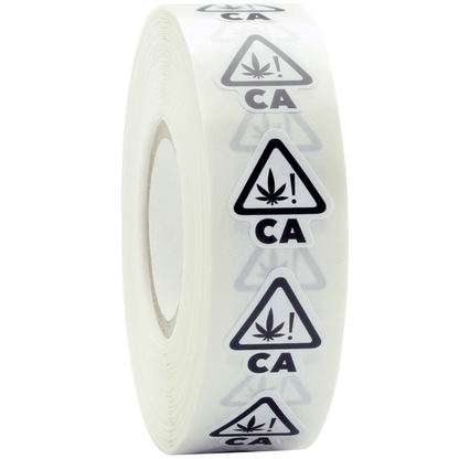 California White Die Cut Universal THC ! Symbol Label White