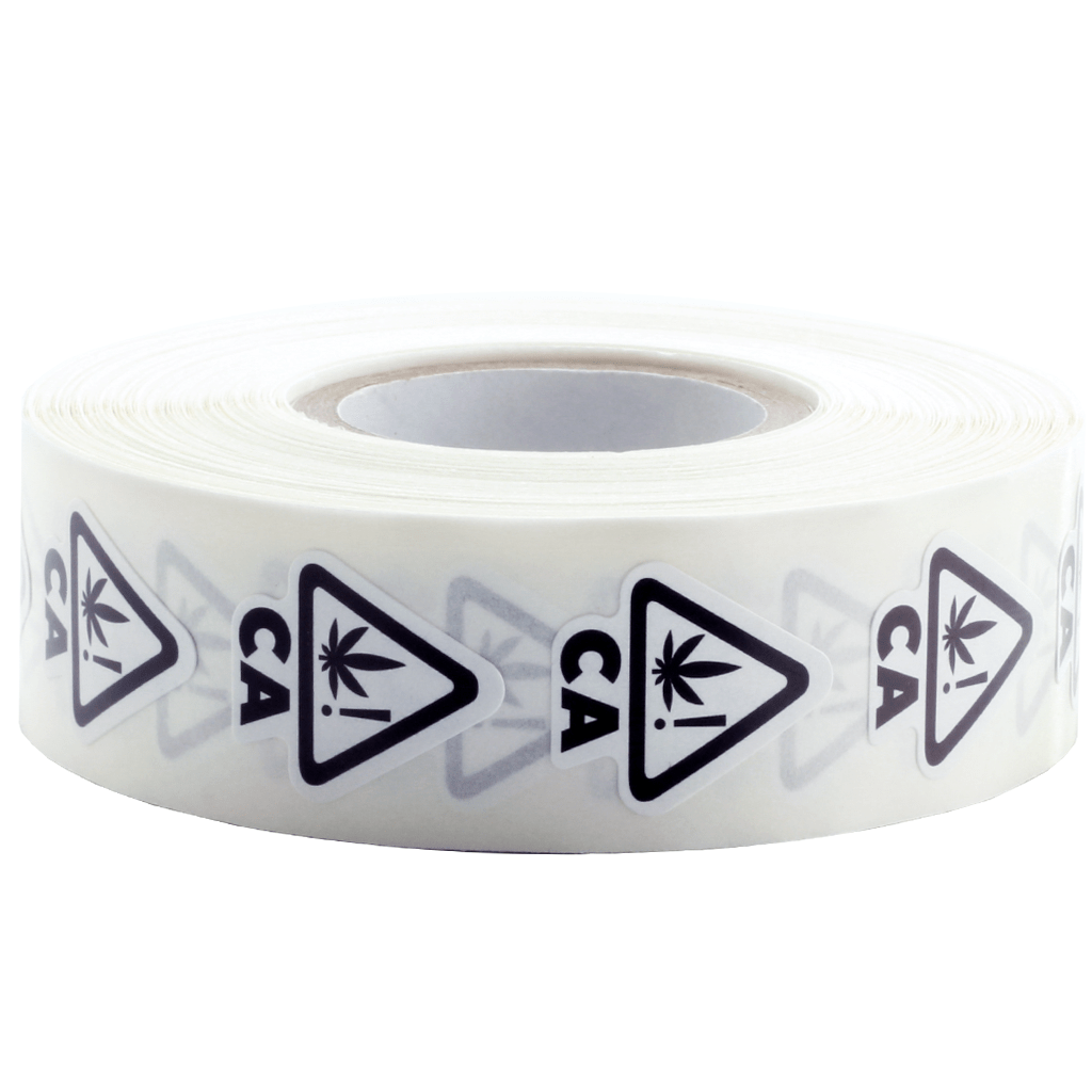 California White Die Cut Universal THC ! Symbol Label White