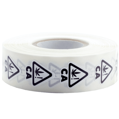 California White Die Cut Universal THC ! Symbol Label White