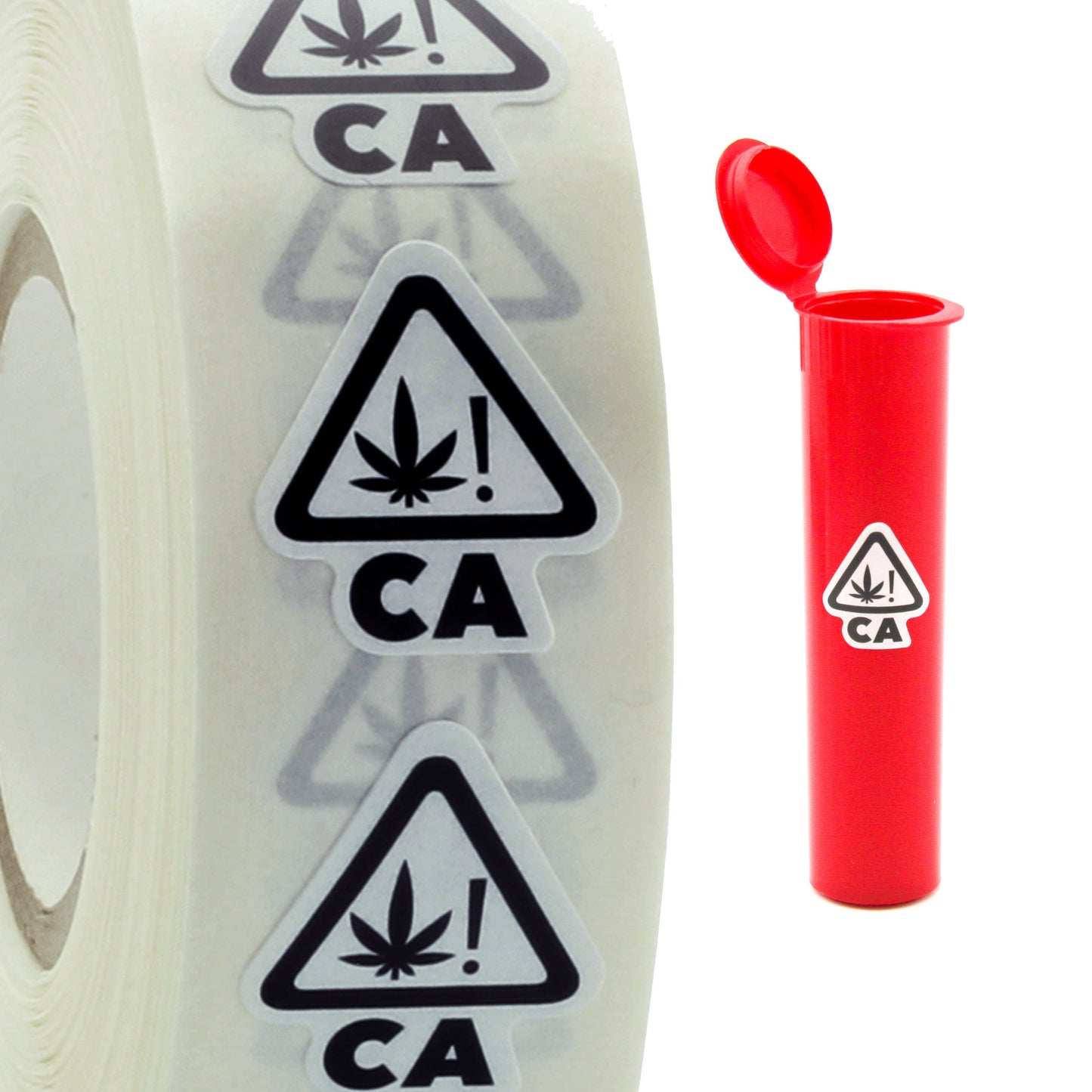California White Die Cut Universal THC ! Symbol Label White