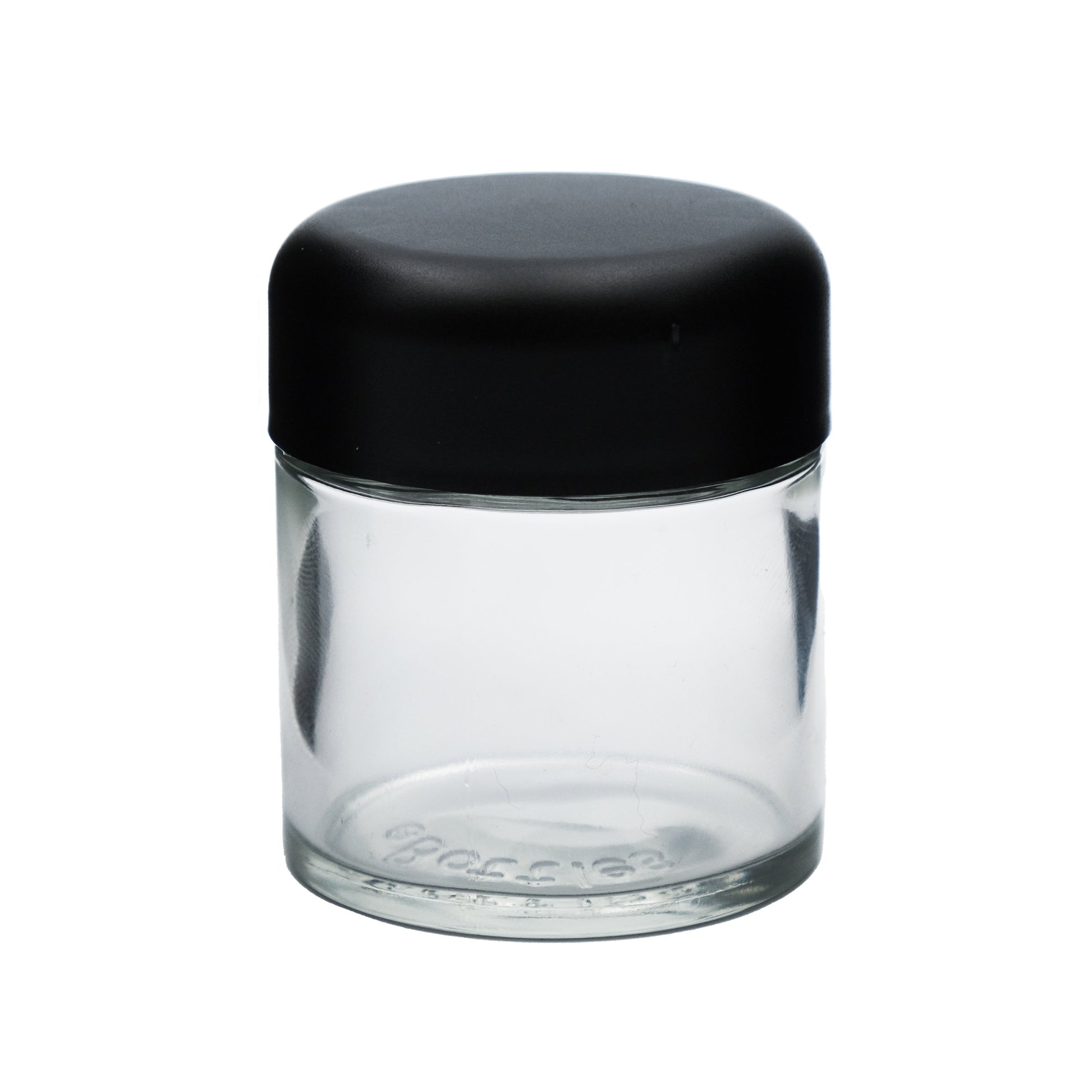 8 oz Clear PET Straight Sided Jars w/ Black Smooth Plastic Lined Caps