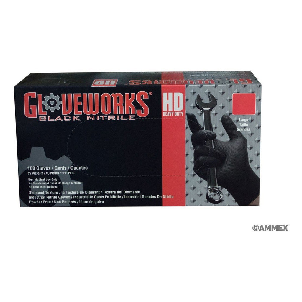 Gloveworks HD Industrial Black Nitrile Gloves Large