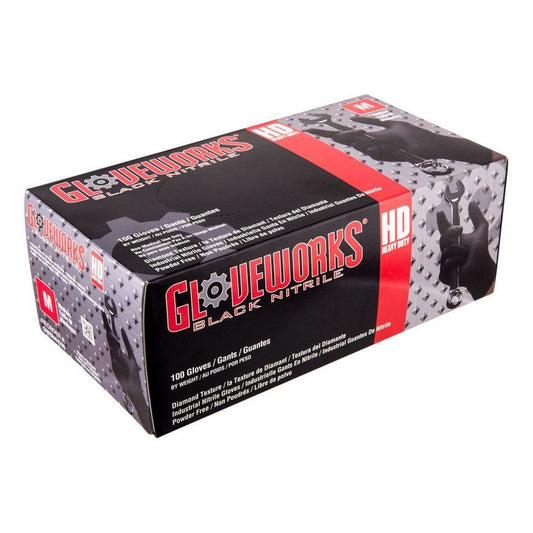 Gloveworks HD Industrial Black Nitrile Gloves Medium
