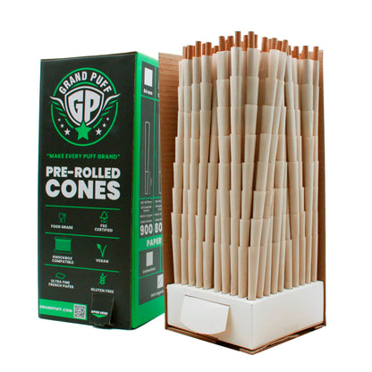 Grand Puff Premium 1 1/4 Size Pre-Roll Cones (84mm / 26mm filter) | Box of 900