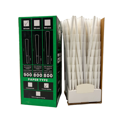 Grand Puff Premium 1 1/4 Size Pre-Roll Cones (84mm / 26mm filter) | Box of 900 French White