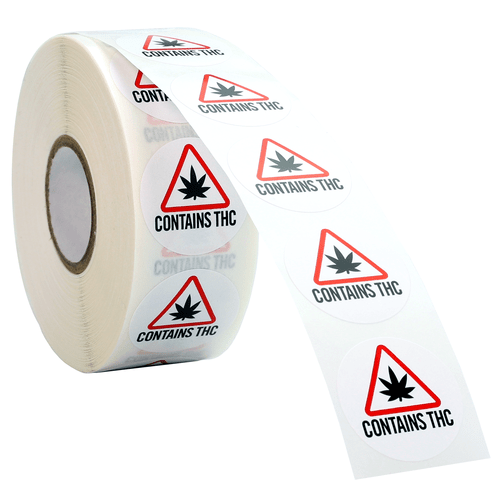 Maine & Massachusetts 1" Circle THC Universal Marijuana Symbol Labels (1,000 qty)