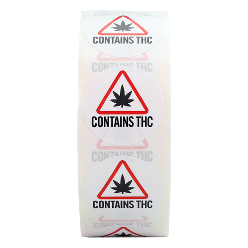 Maine & Massachusetts 1" Circle THC Universal Marijuana Symbol Labels (1,000 qty)
