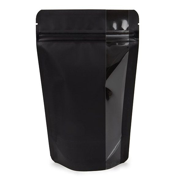 Matte Black Stand Up Zipper Bag with Vertical Window (1/2 Ounce)