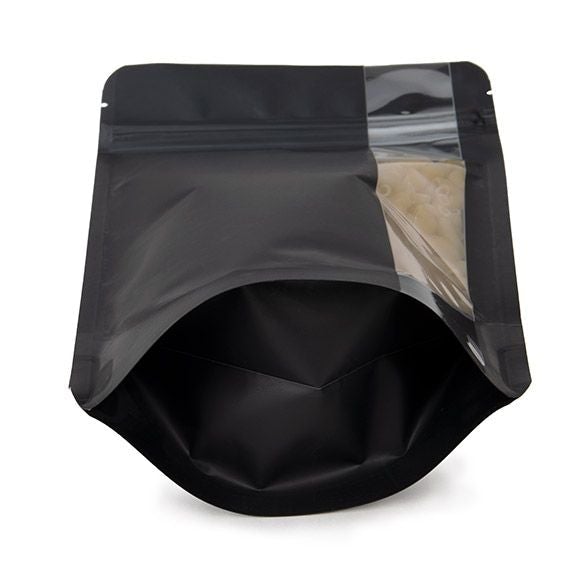 Matte Black Stand Up Zipper Bag with Vertical Window (1/2 Ounce)