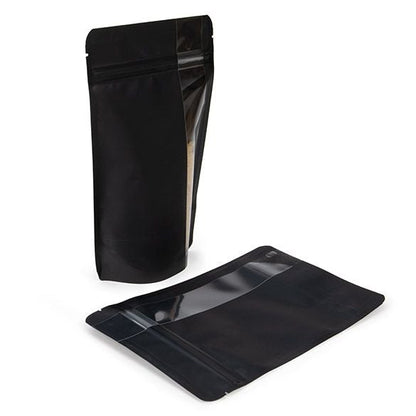 Matte Black Stand Up Zipper Bag with Vertical Window (1/2 Ounce)