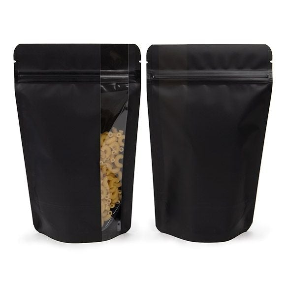 Matte Black Stand Up Zipper Bag with Vertical Window (1/2 Ounce)