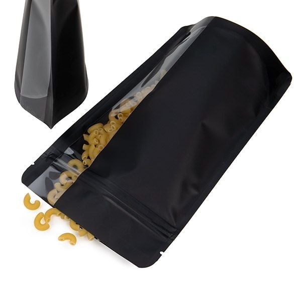 Matte Black Stand Up Zipper Bag with Vertical Window (1/2 Ounce)