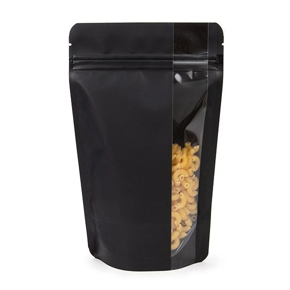 Matte Black Stand Up Zipper Bag with Vertical Window (1/2 Ounce)
