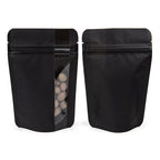 Matte Black Stand Up Zipper Bag with Vertical Window (1 ounce of flower?)