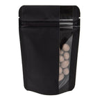 Matte Black Stand Up Zipper Bag with Vertical Window (1 ounce of flower?)
