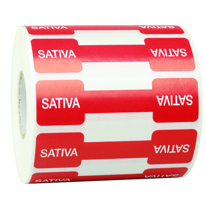 Red Sativa Tamper Evident Strain Labels Red