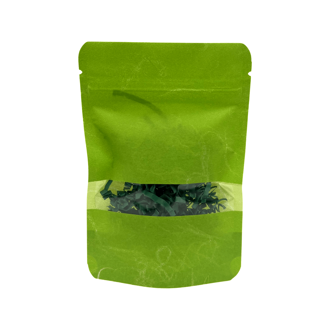 Rice Paper Stand Up Pouch with horizontal window ( 4"x6" ) Green
