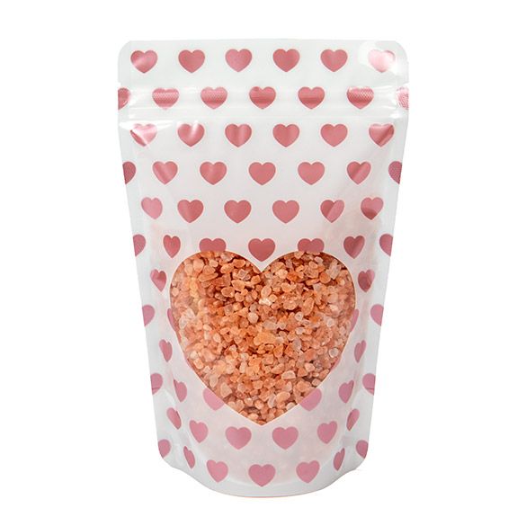 Rose Gold Stand Up Zipper Bag with Rose Gold Mini Hearts (1/2 Ounce)