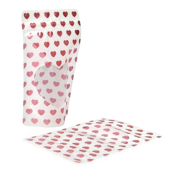 Rose Gold Stand Up Zipper Bag with Rose Gold Mini Hearts (1/2 Ounce)